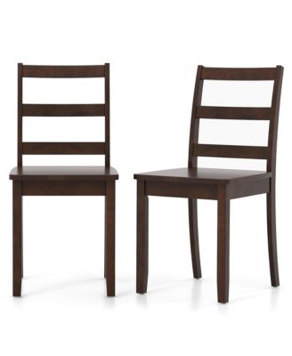 Set of 4 Dining Chairs Ladder Back Armless Side Chair w/ Solid Rubber Wood Legs