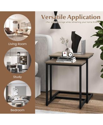 3 Pcs Nesting Coffee End Table Set Stacking Side Nightstand Living Room Rustic