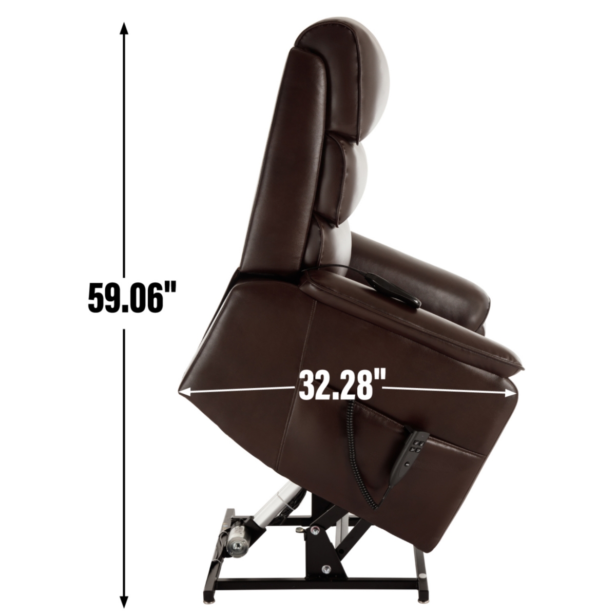 Brown Leatheraire Dual Motor Infinite Position Up to 350 Lbs Power Lift Recliner Chair with Power-Remote, Heat Massage and Heavy Duty Motion Mechanism