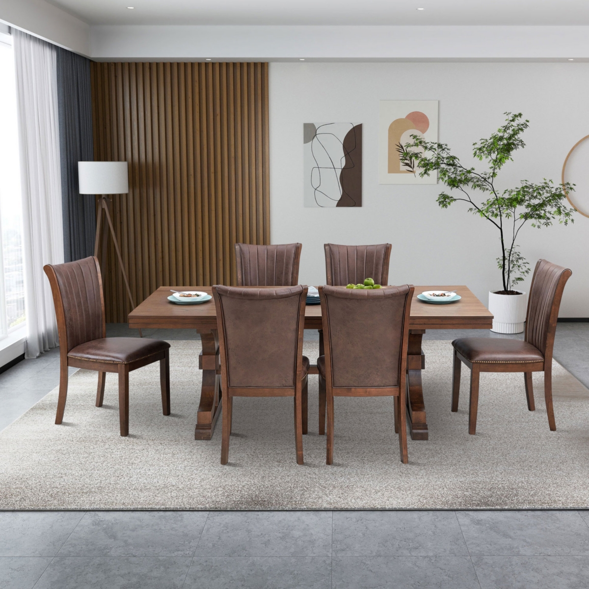 Streamdale Furniture Wooden Dining Chairs Set of 2, Modern Fabric Upholstered Kitchen Side Chairs,Mid Century Modern Kitchen Chairs with Open Back Far