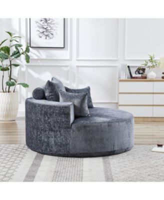 Chenille Sofa Sleeper, 55'', Assembly-Free, Modern Lounge Chair