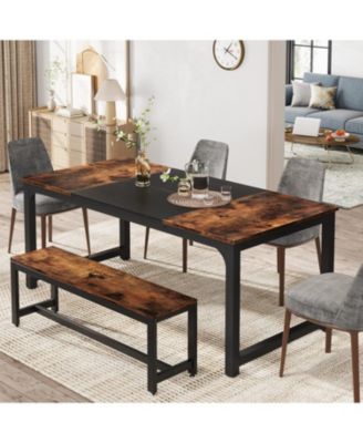 71"x31.5" Dining Table, Industrial for 6-8 Person, Rectangular Dinner Table for Dining Room Kitchen Living Room, with Heavy Duty Metal Legs