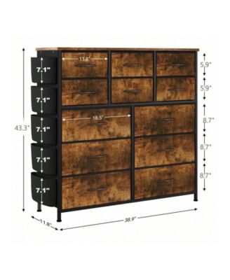 Dresser For Bedroom With 12 Drawer, Dressers & Chests Of Drawers For Hallway, Entryway, Storage Organizer Unit With Fabric, Sturdy Metal Frame, Wood Tabletop