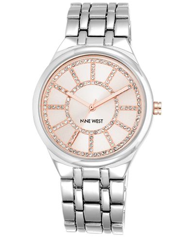 Nine West Women's Silver-Tone Bracelet Watch 38mm NW/1807PKSB
