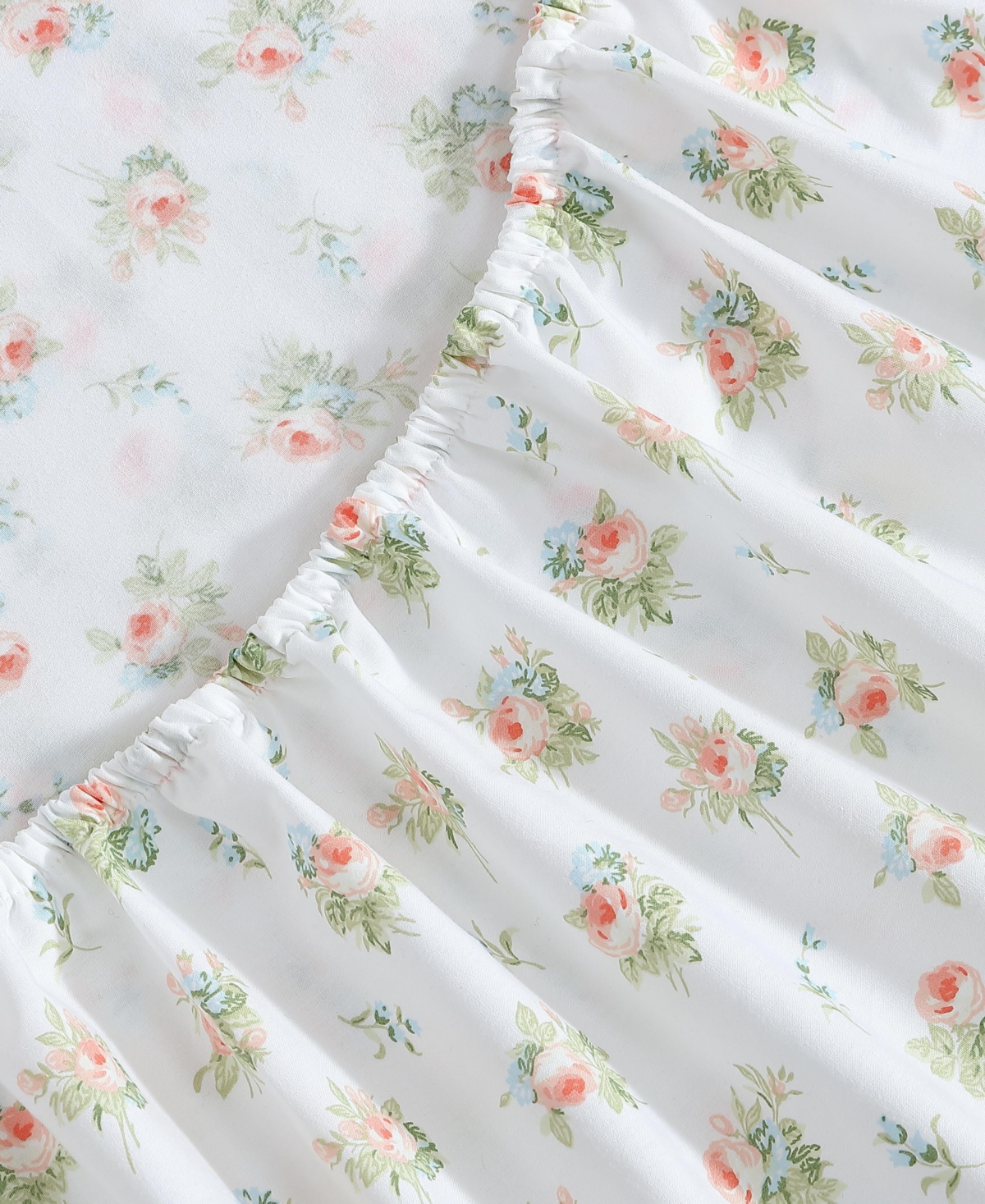 Laura Ashley 200-thread Count Cotton Percale 3 -pc. Sheet Set, Twin In Roseford Ruffled Hem