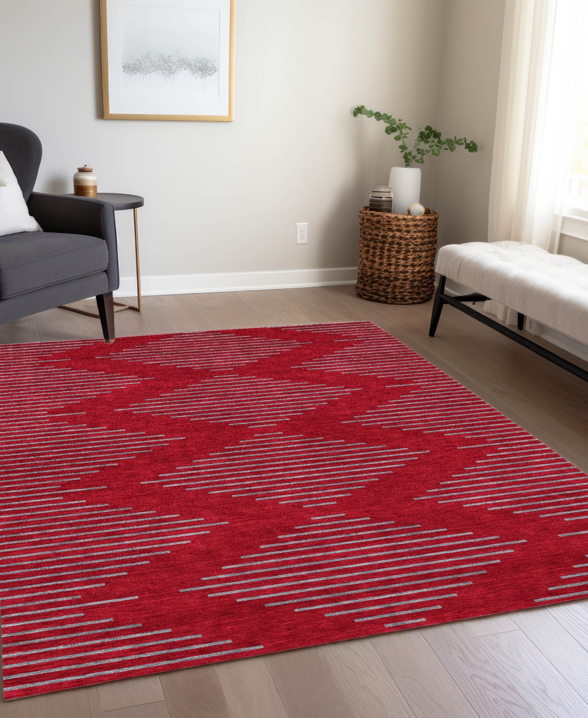 Addison Chantille Machine Washable Acn1017 8'x10' Area Rug In Red