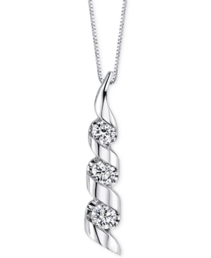 image of Sirena Diamond Swirled Pendant Necklace (1/2 ct. t.w.) in 14k Yellow or White Gold