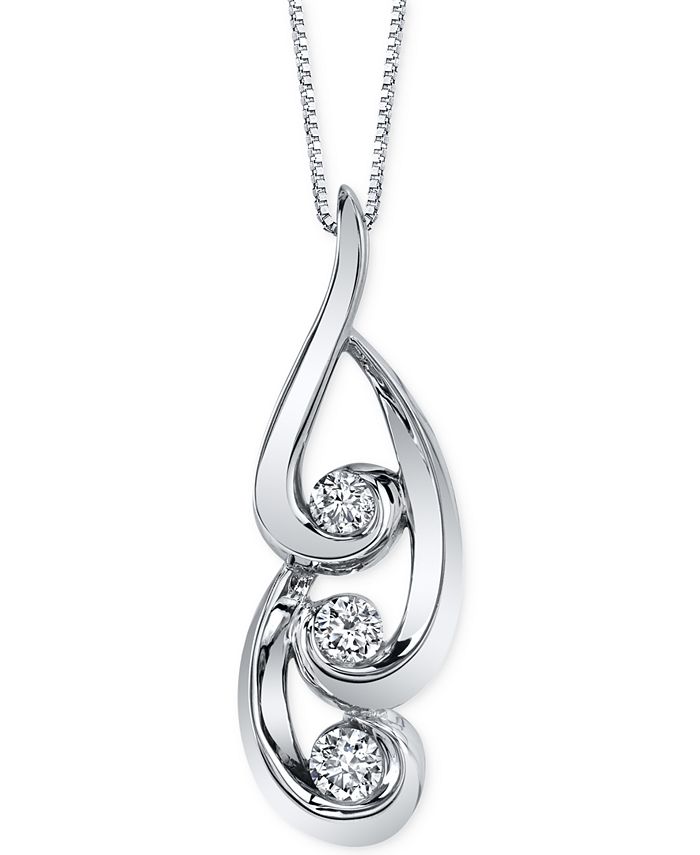 Macy's - Diamond Swirl Pendant Necklace (3/8 ct. t.w.) in 14k White Gold