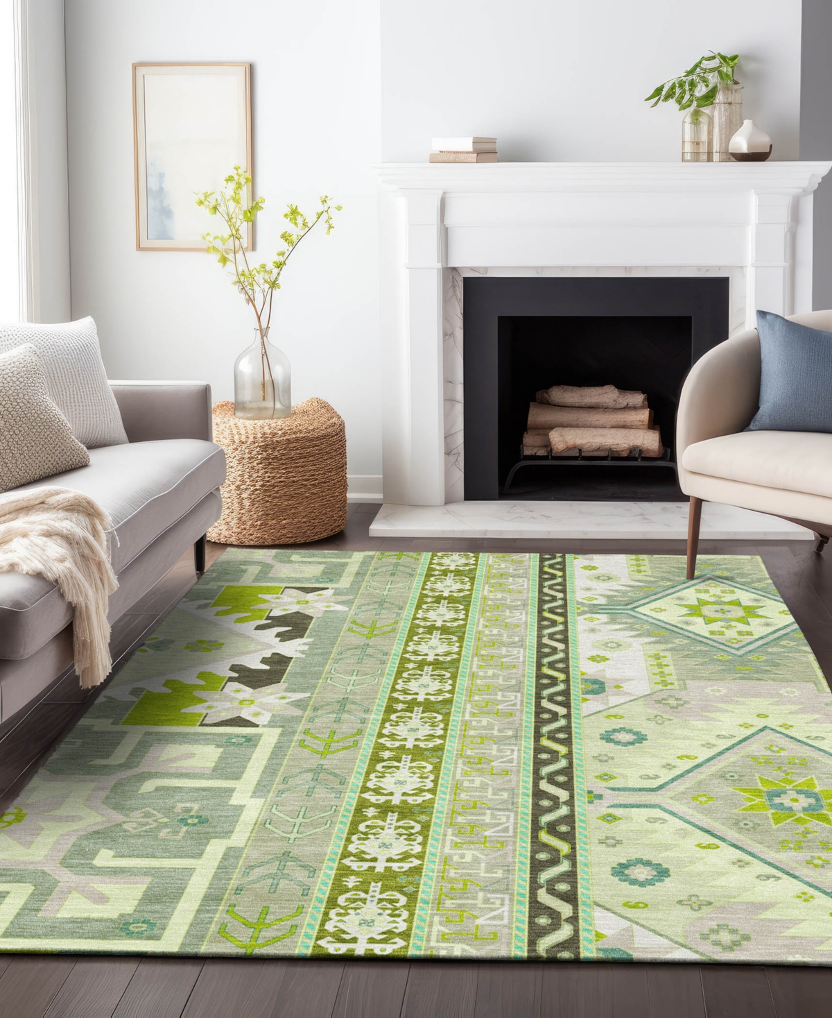 Addison Chantille Machine Washable Acn1015 9'x12' Area Rug In Sage