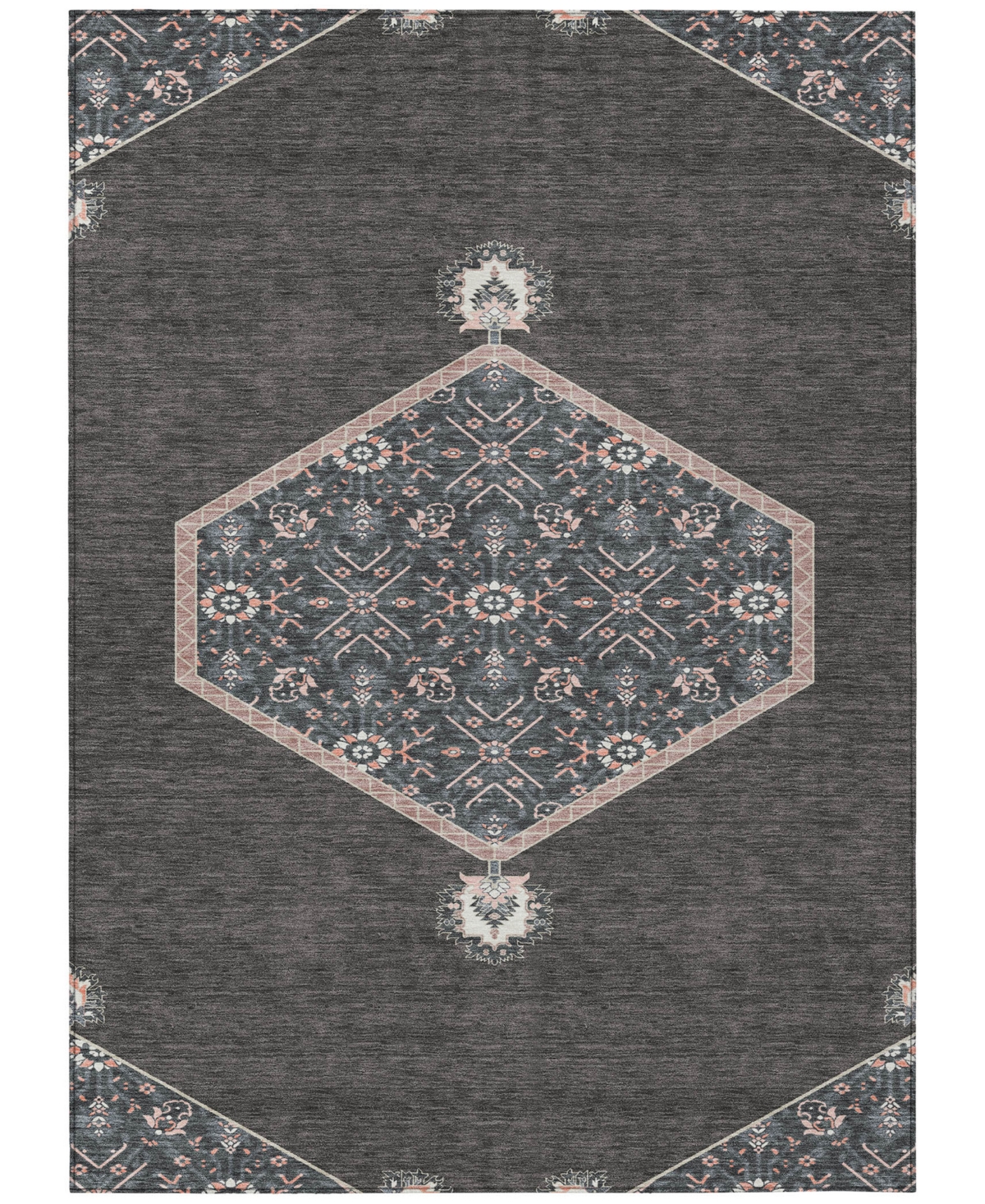 Addison Chantille Machine Washable Acn1011 9'x12' Area Rug In Charcoal