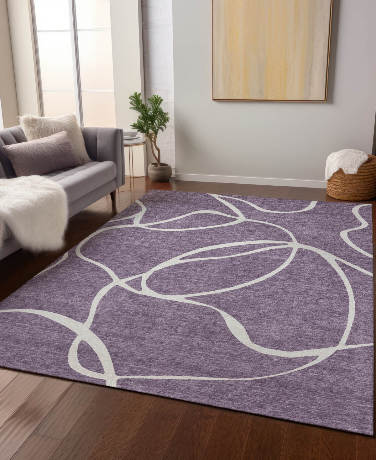 Addison Chantille Machine Washable Acn999 5'x7'6" Area Rug In Purple
