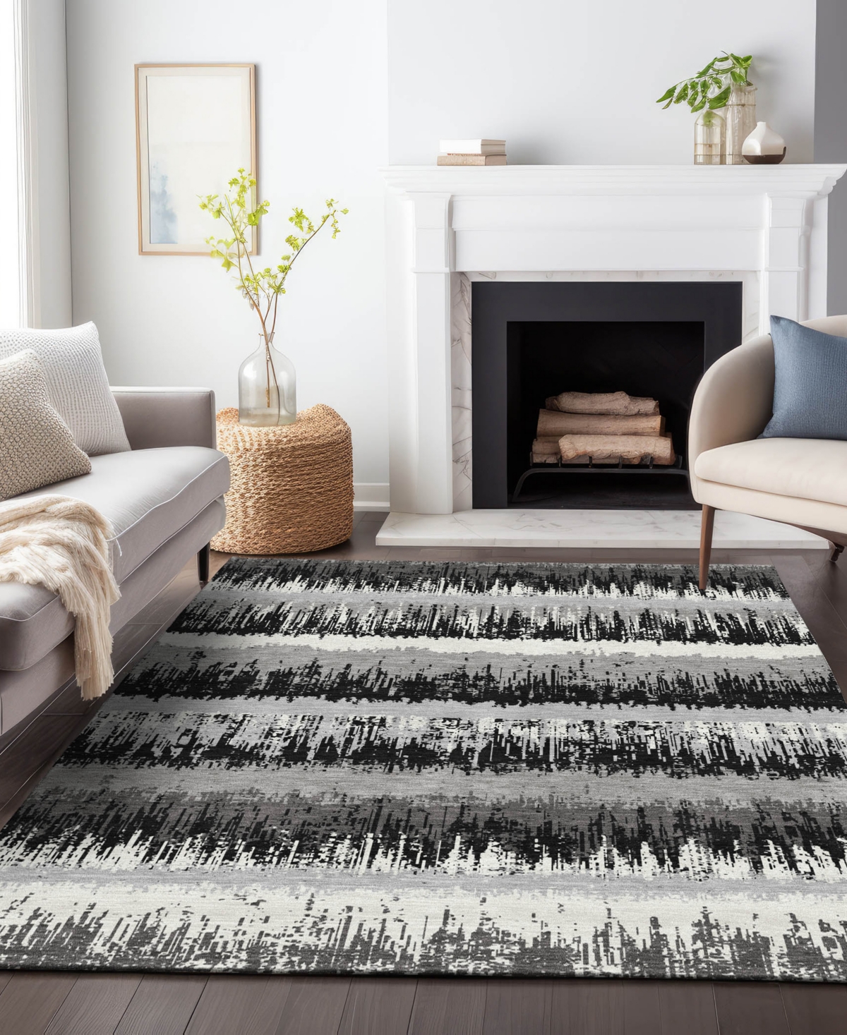 Addison Chantille Machine Washable Acn1013 5'x7'6" Area Rug In Black