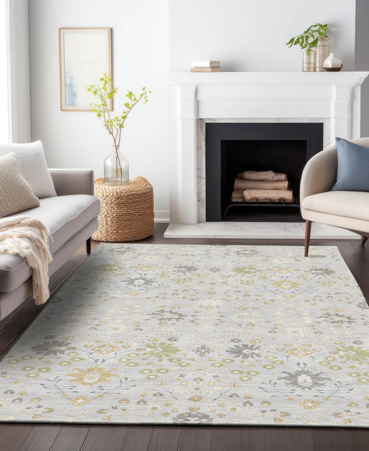 Addison Chantille Machine Washable Acn1009 5'x7'6" Area Rug In Silver