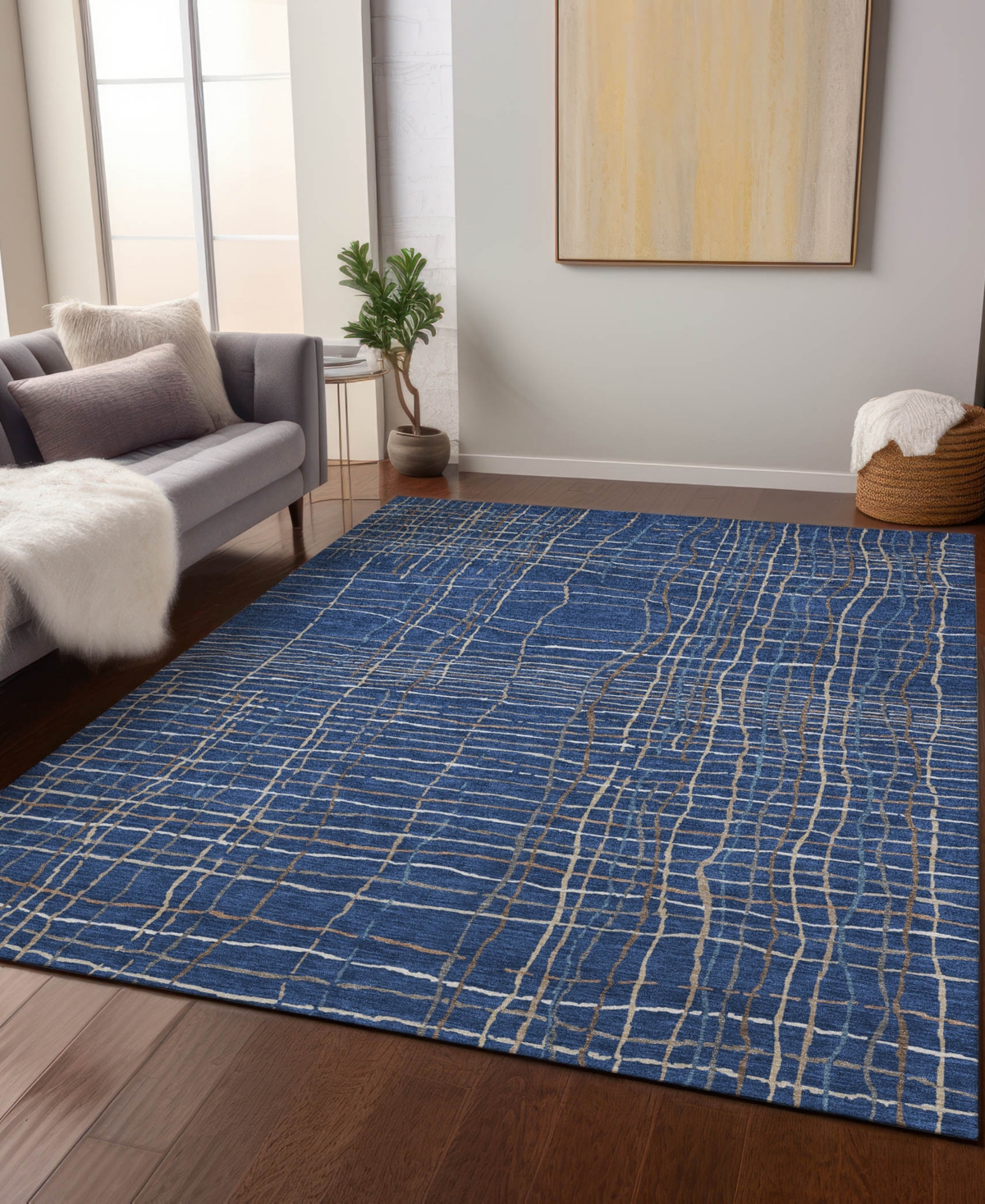 Addison Chantille Machine Washable Acn998 3'x5' Area Rug In Navy