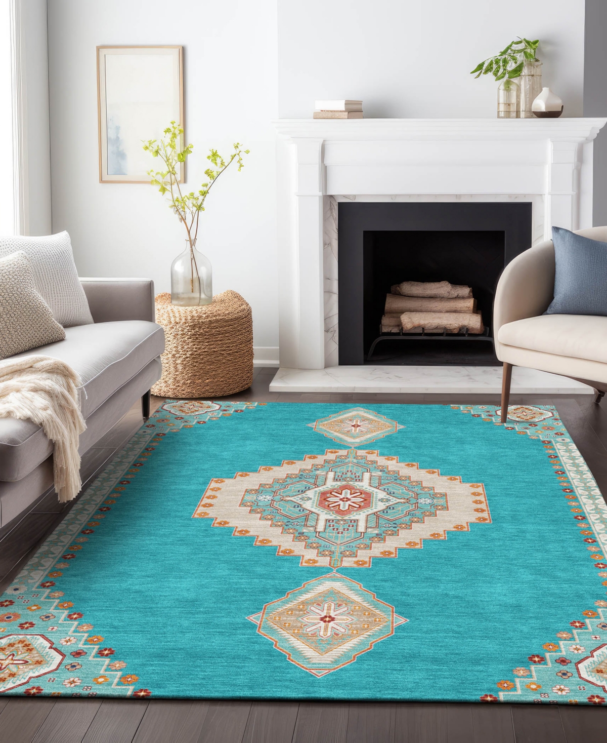 Addison Chantille Machine Washable Acn1014 3'x5' Area Rug In Teal