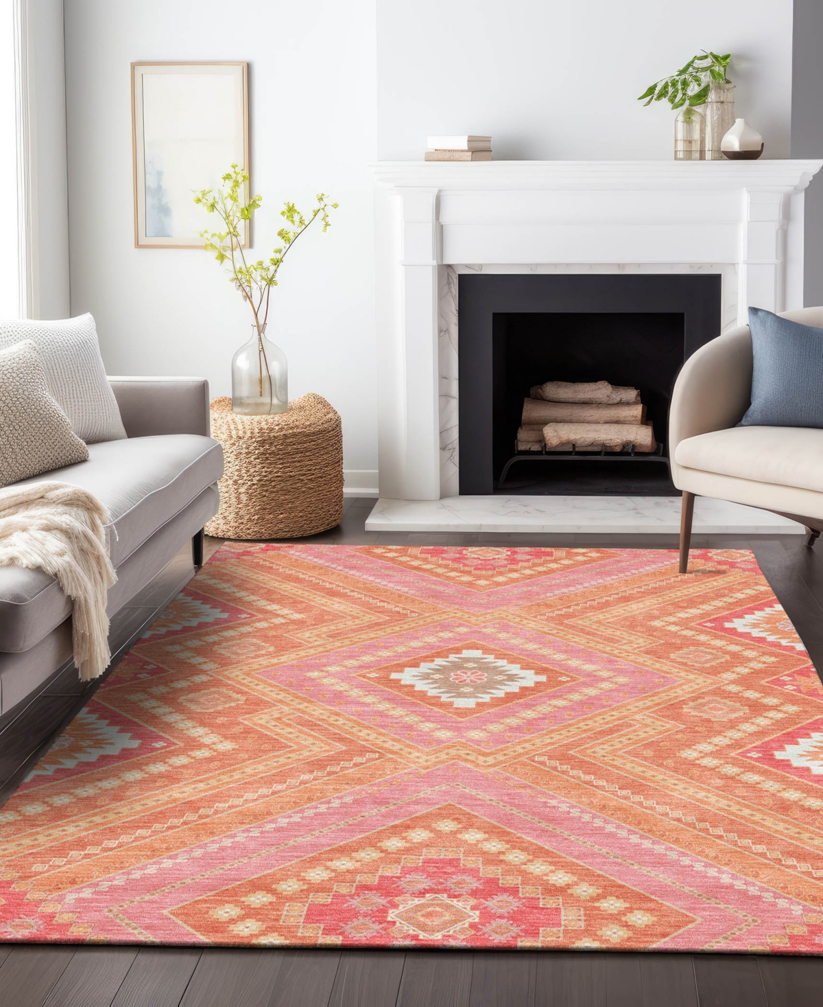 Addison Chantille Machine Washable Acn1010 3'x5' Area Rug In Coral