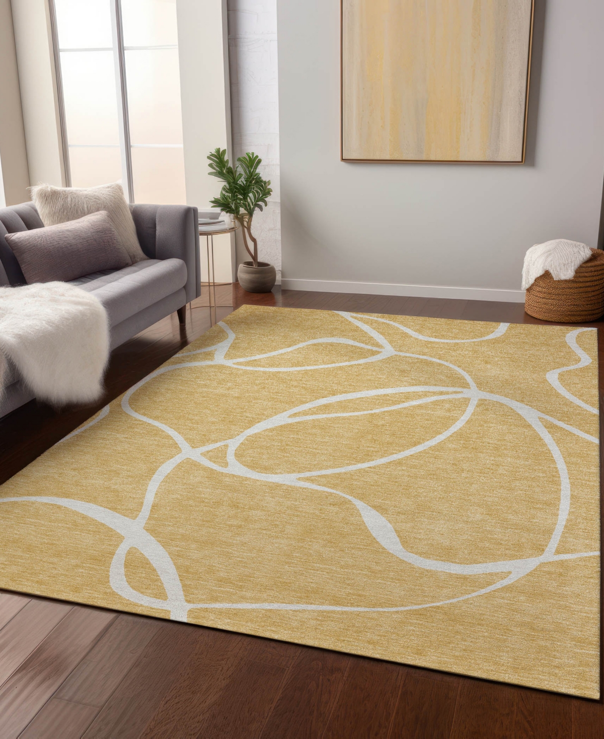 Addison Chantille Machine Washable Acn999 2'6"x3'10" Area Rug In Gold