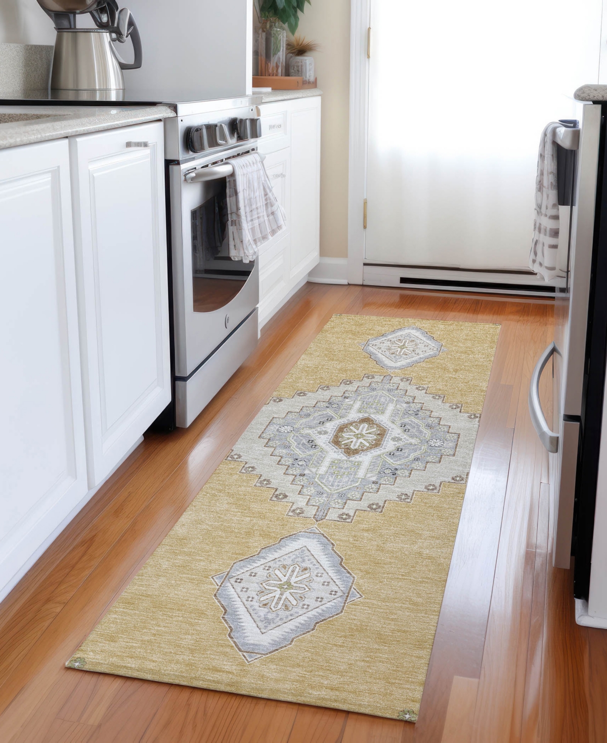 Addison Chantille Machine Washable Acn1014 2'3"x7'6" Runner Area Rug In Gold