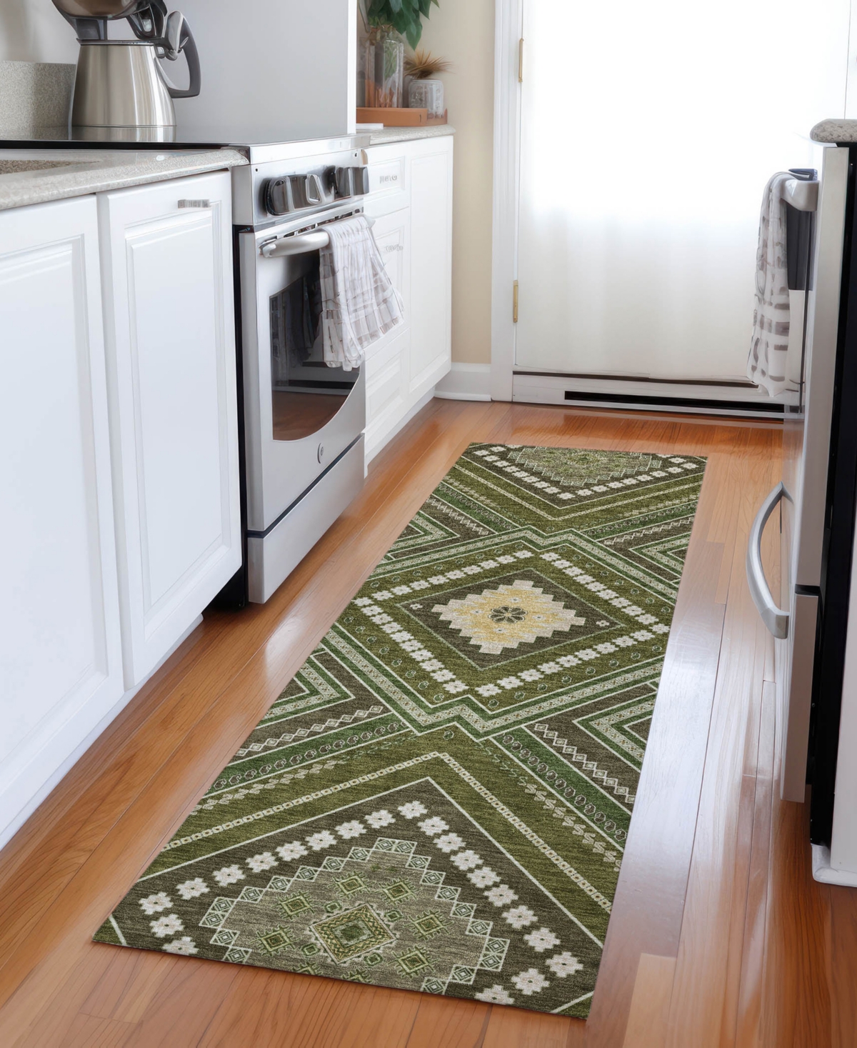 Addison Chantille Machine Washable Acn1010 2'3"x7'6" Runner Area Rug In Olive