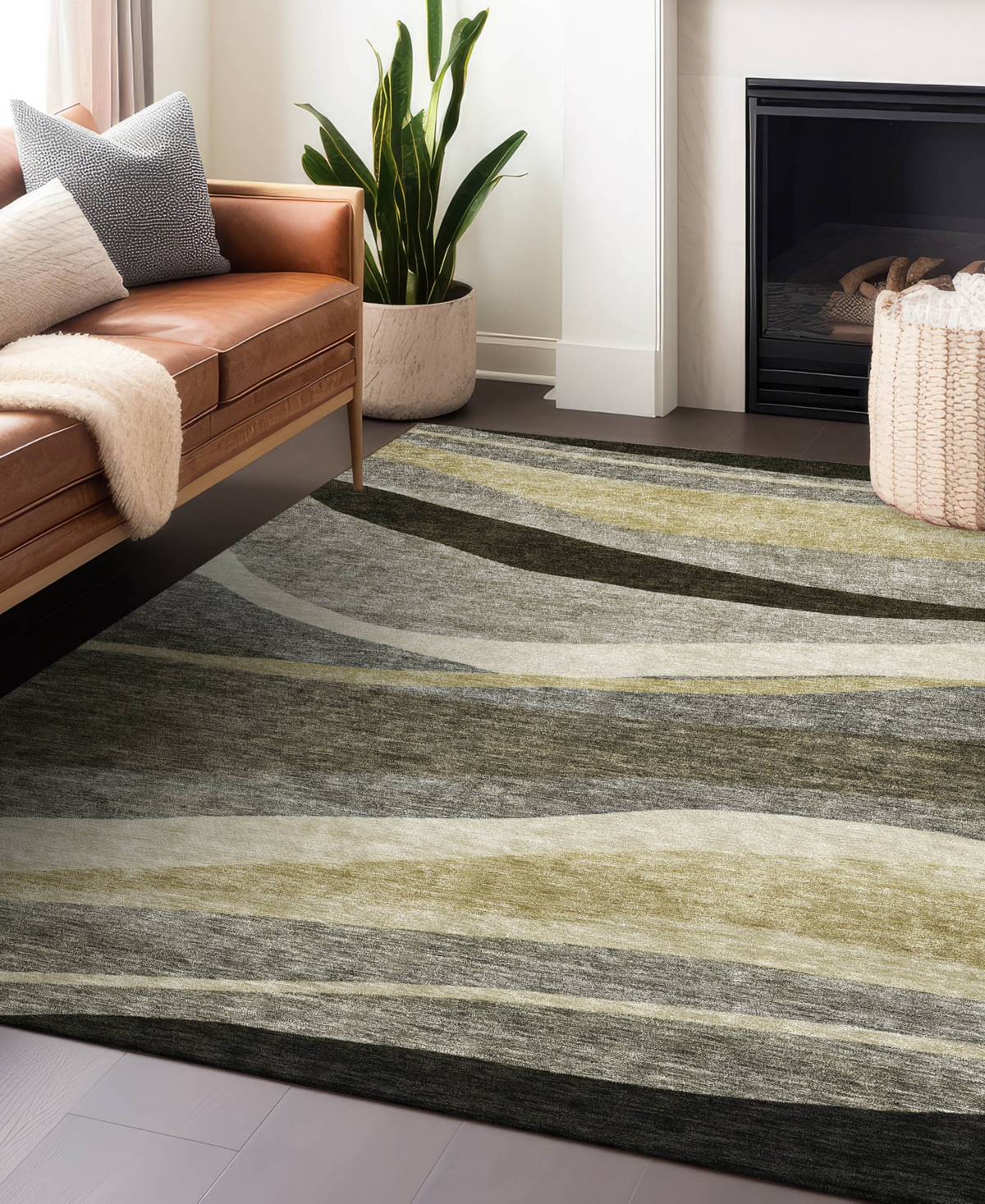 Addison Chantille Machine Washable Acn1098 8'x10' Area Rug In Taupe