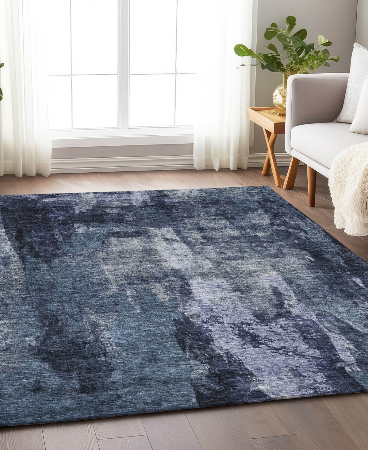 Addison Chantille Machine Washable Acn1077 8'x10' Area Rug In Navy