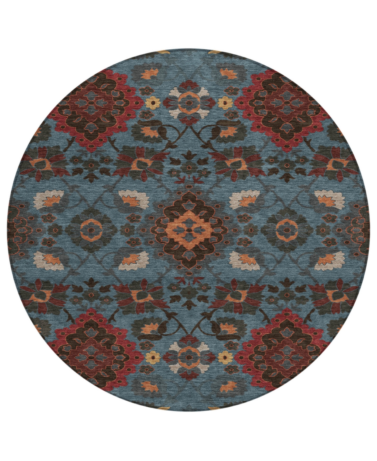 Addison Chantille Machine Washable Acn1002 8'x8' Round Area Rug In Denim