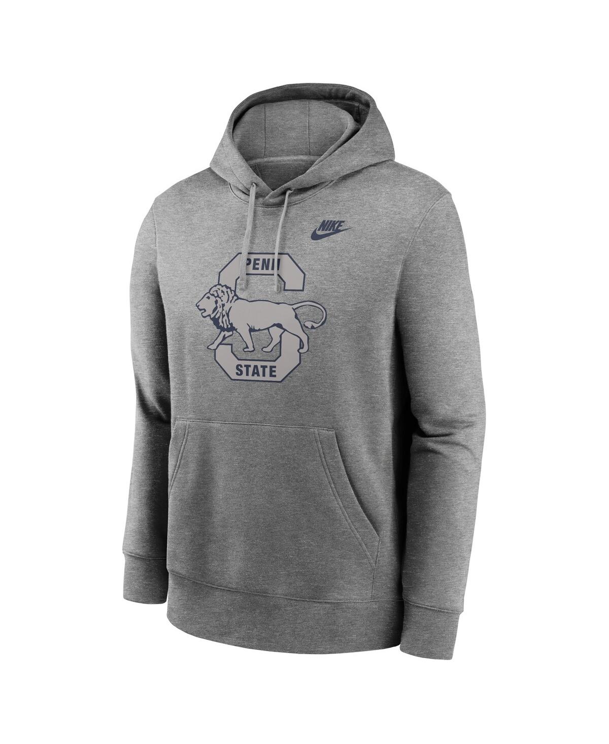 Nike Men'sPenn State Nittany Lions Legacy Logo Club Fleece Pullover Hoodie - Heather Gray
