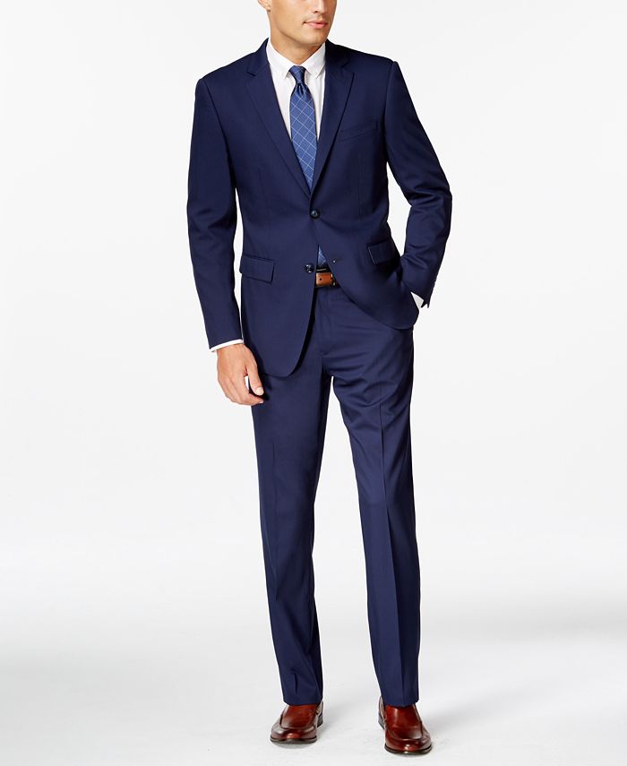 Perry Ellis Portfolio Slim-Fit Blue Twill Suit & Reviews - Suits ...