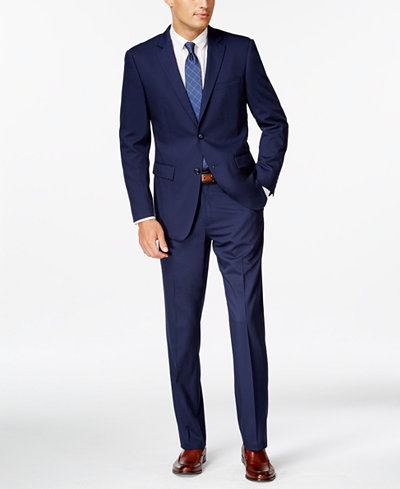 Perry Ellis Portfolio Blue Twill Slim-Fit Suit - Suits & Suit Separates ...