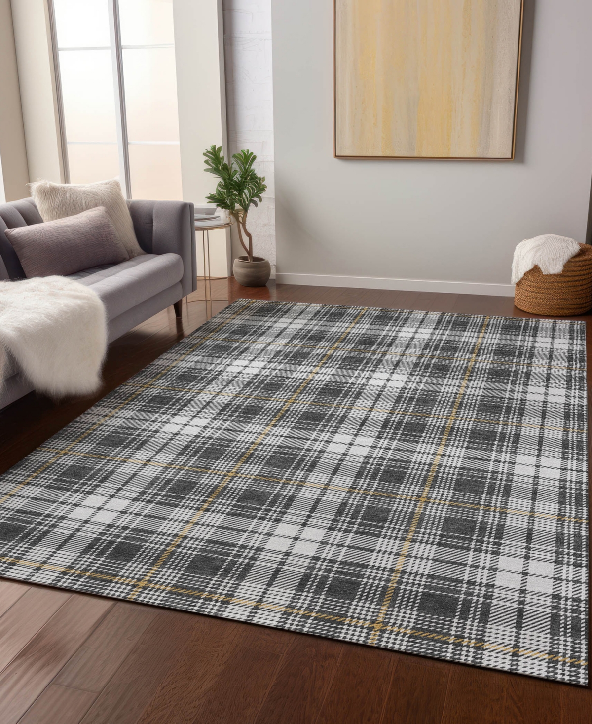 Addison Chantille Machine Washable Acn993 2'6"x3'10" Area Rug In Charcoal