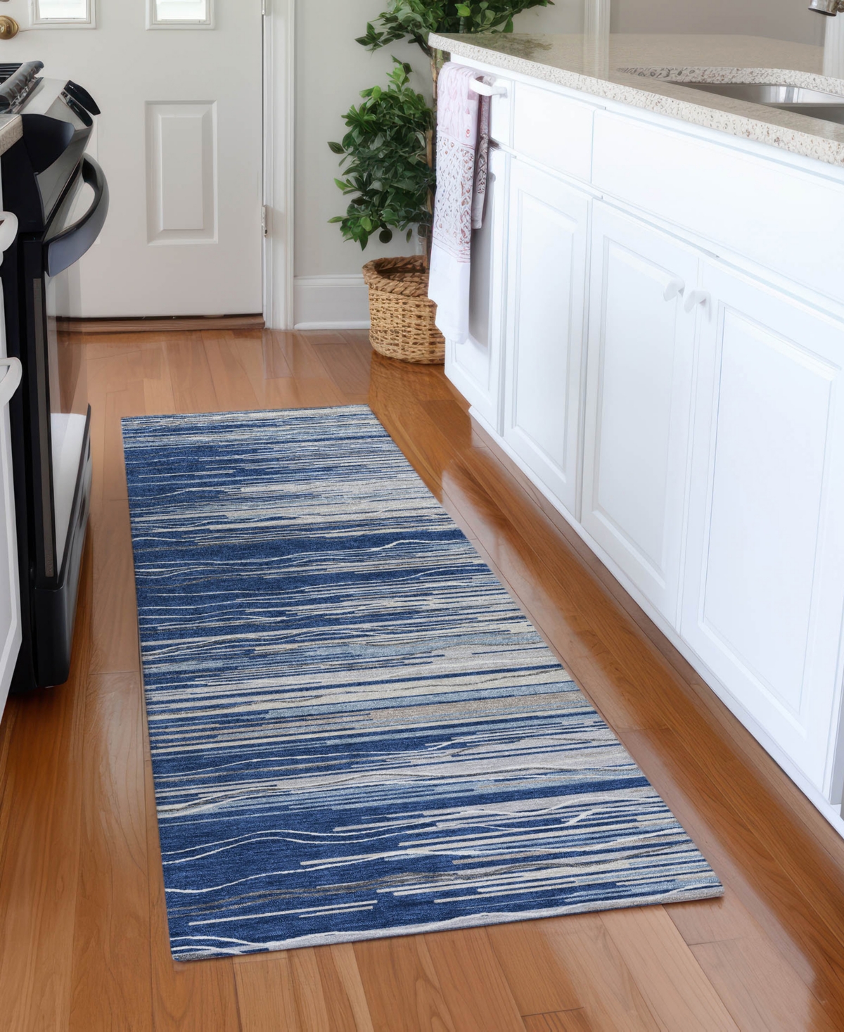 Addison Chantille Machine Washable Acn996 2'3"x7'6" Runner Area Rug In Navy