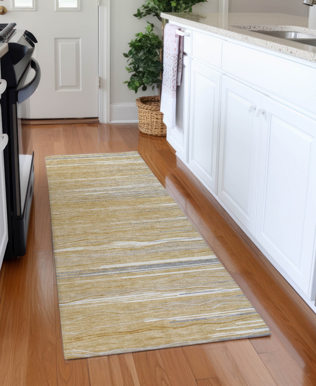 Addison Chantille Machine Washable Acn996 2'3"x7'6" Runner Area Rug In Gold