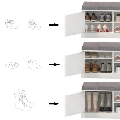 Shoe Storage Bench with 2 Doors & Cushion