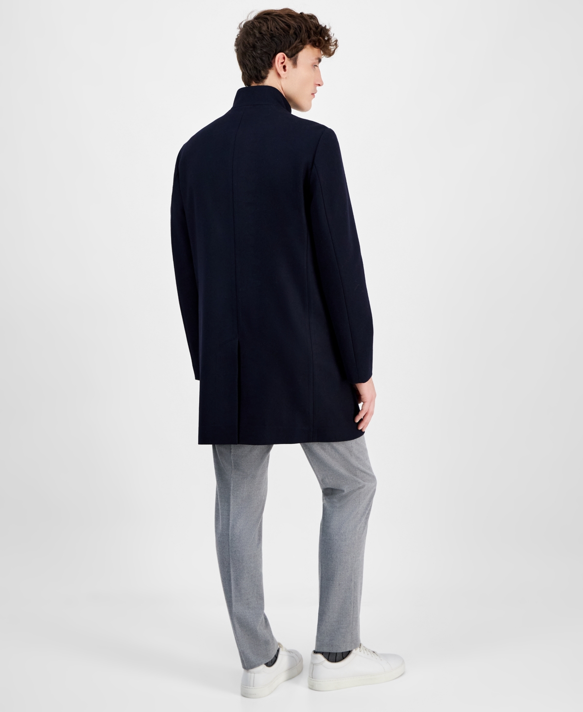 Calvin Klein Men's Mayden Slim-fit Wool Blend Overcoat In Dark Navy