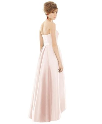 Women's Strapless Satin High Low Dress with Pockets