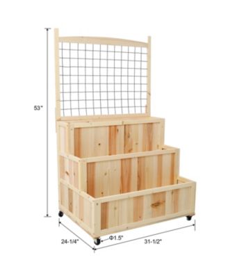 Streamdale 3-Tier Elevated Garden Trellis, Vertical Planter on Wheels 31.5" L x 24.2" W x 53" H