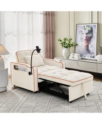 Convertible Sleeper Chair Sofa Bed Adjustable Pull Out Sleeper Chair Bed Multi-Pockets Folding Sofa Bed for Living Room Bedroom Small Space,3-in-1 Sofa Bed