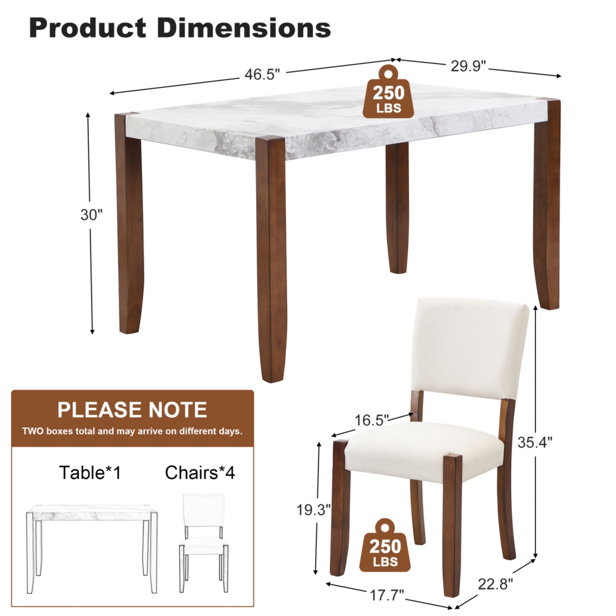 Streamdale Modern 4-Person Dining Set with Faux Marble Table