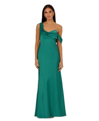 by Adrianna Papell Women's Satin Draped One-Shoulder Mermaid Gown