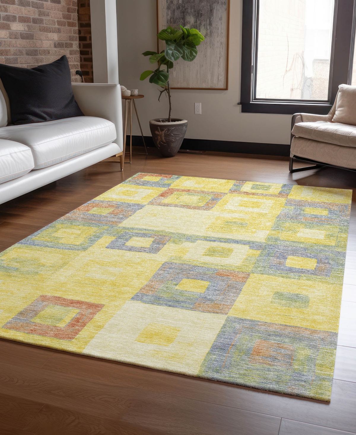 Addison Chantille Machine Washable Acn1142 9'x12' Area Rug In Yellow