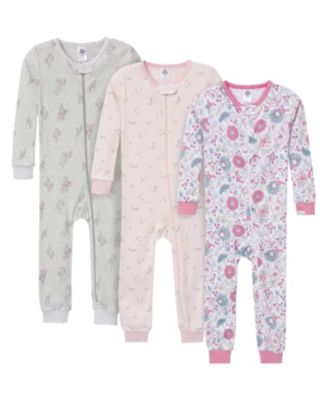 Baby Girls' Snug Fit Footless, 3-Pack
