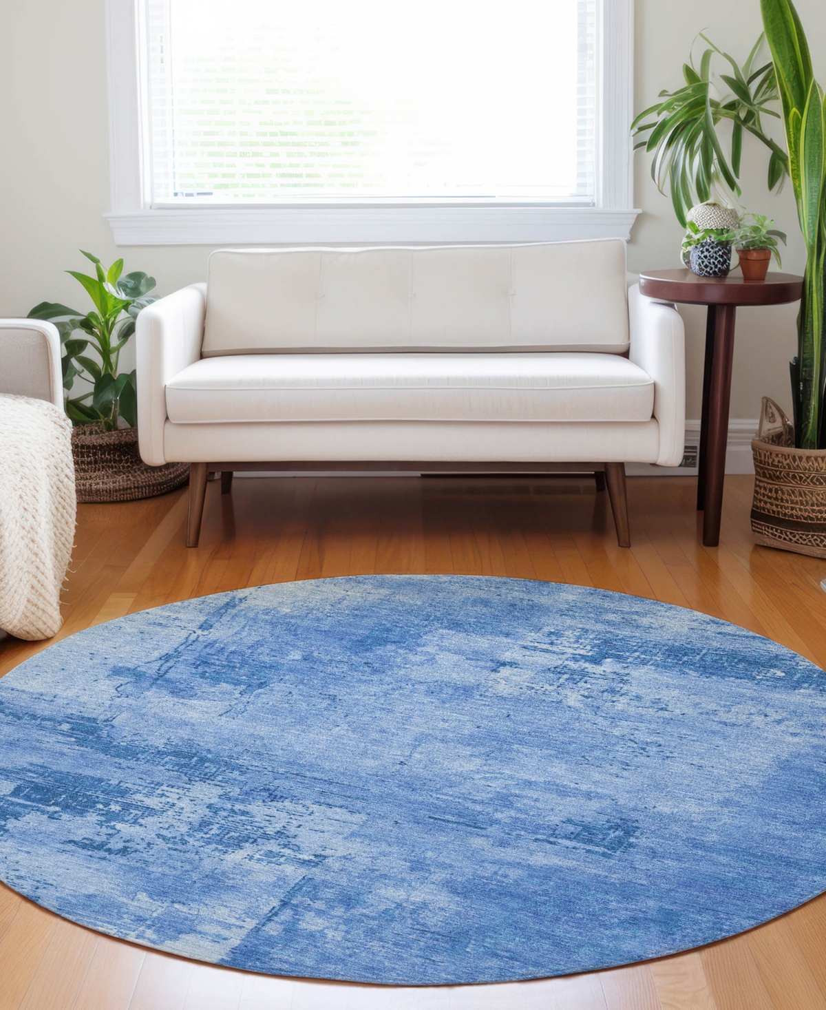 Addison Chantille Mahine Washable Acn1062 8'x8' Round Area Rug In Navy