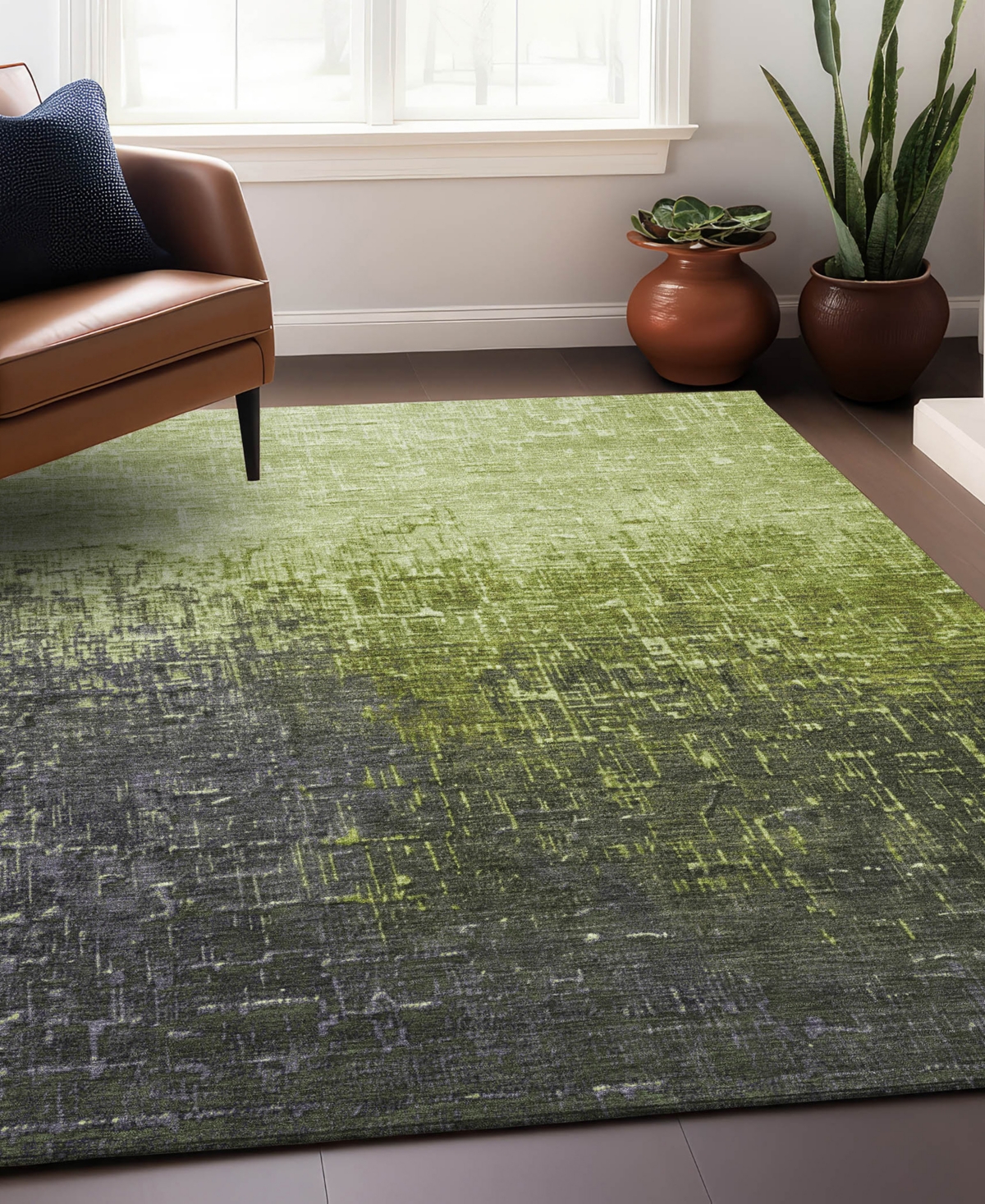 Addison Chantille Mahine Washable Acn1066 5'x7'6" Area Rug In Lime