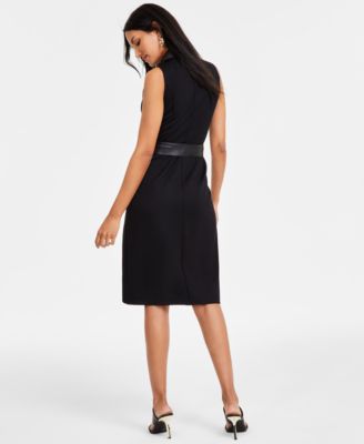 I.N.C. International Concepts Women's Belted Mixed-Media Dress, Exclusively  at Macy's - Macy's