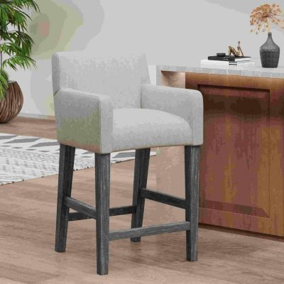 26'' Upholstered Counter Height Stool with Wood Legs, 1-Pack for Kitchen or Home Bar
