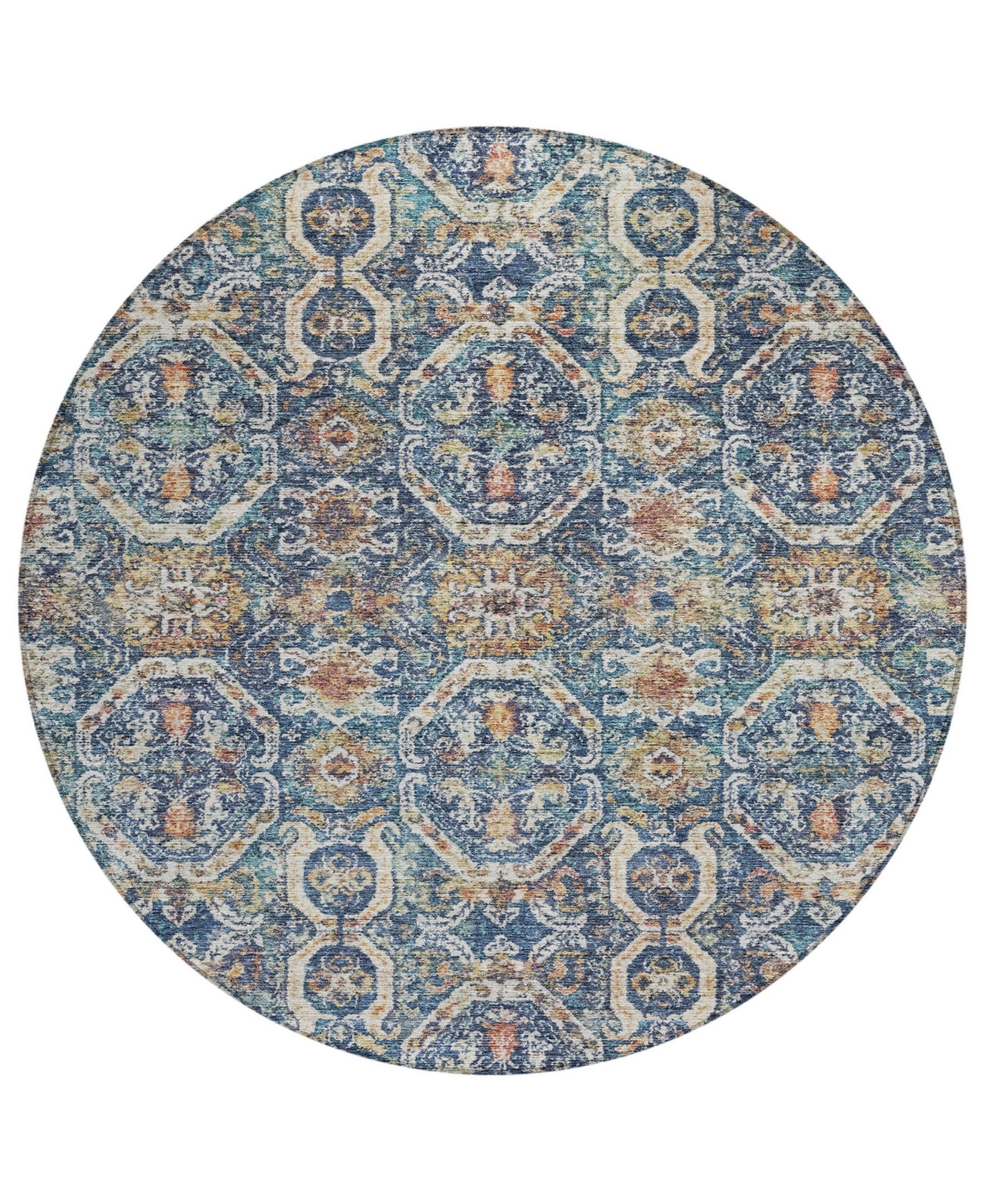 Shop Addison Chantille Machine Washable Acn1181 8'x8' Round Area Rug In Denim