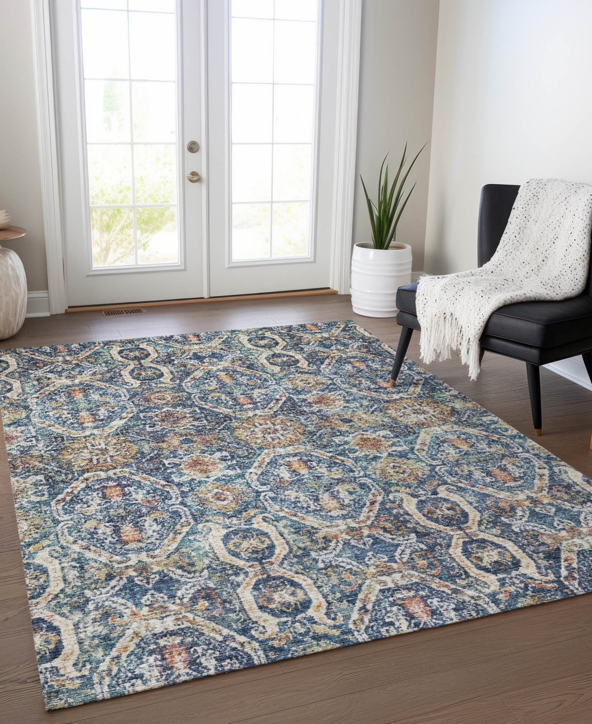 Addison Chantille Machine Washable Acn1181 5'x7'6" Area Rug In Denim