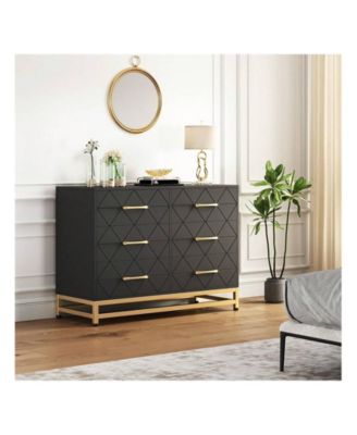 Dresser For Bedroom With 6 Drawer Double Dressers, Modern Wooden Dresser Chest, Beside Table For Closet, Nursery, Living Room