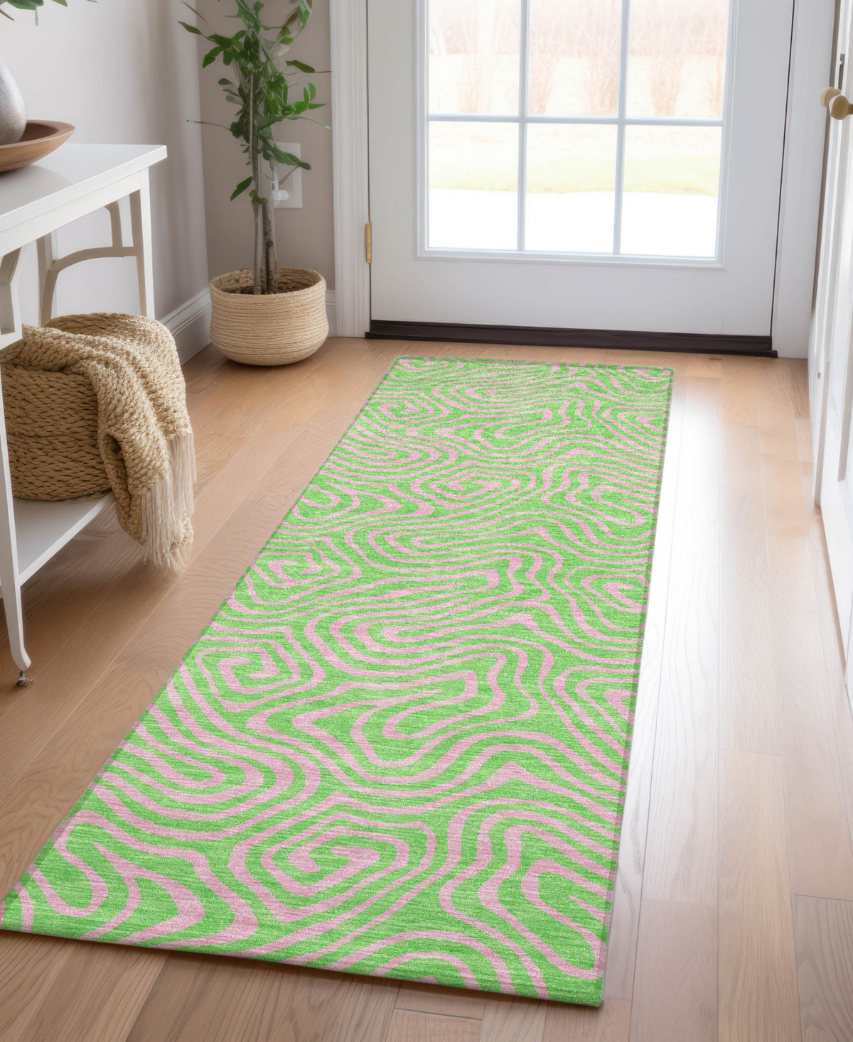 Addison Chantille Mahine Washable Acn1031 2'3"x7'6" Runner Area Rug In Lime