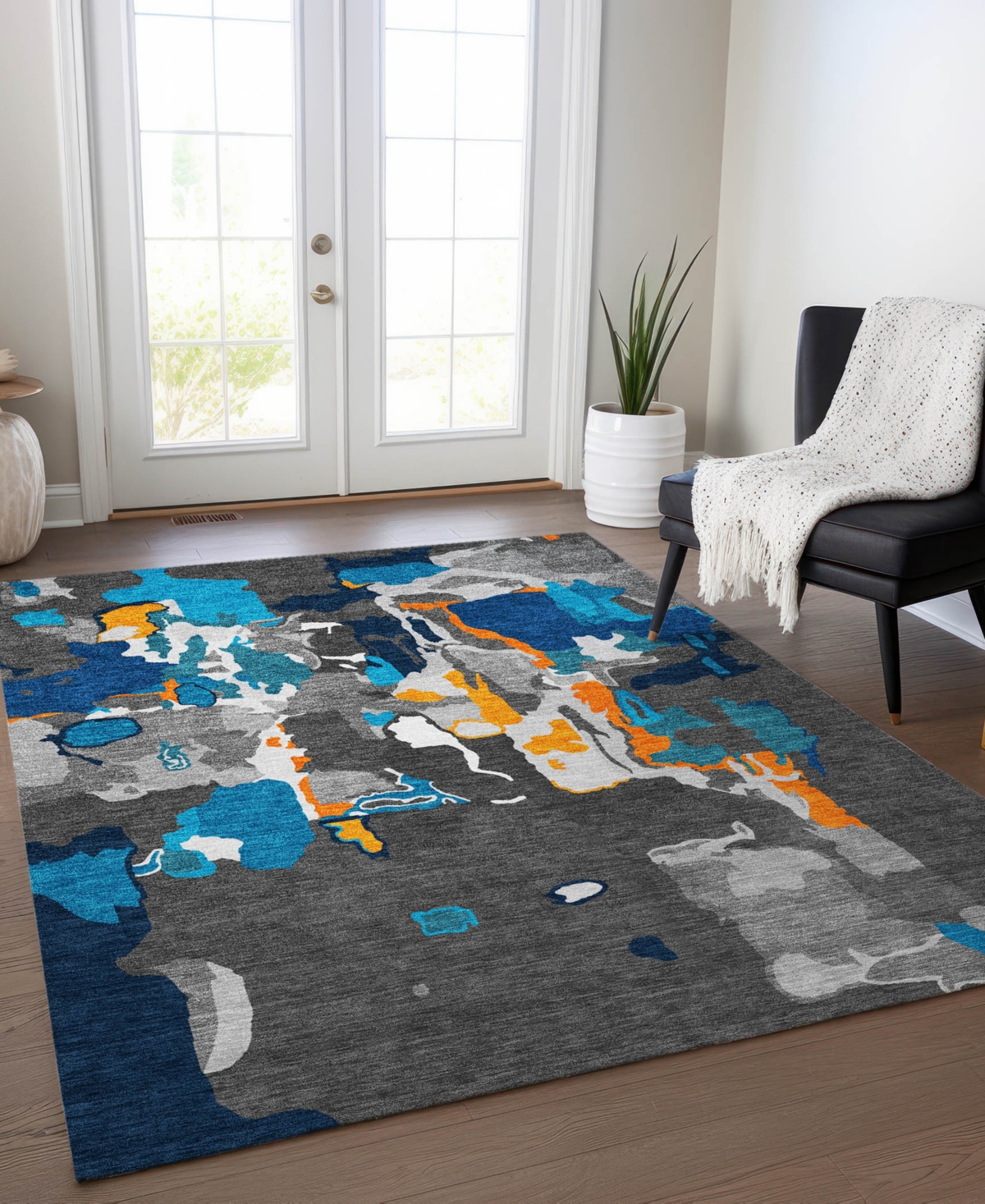 Addison Chantille Mahine Washable Acn1028 5'x7'6" Area Rug In Charcoal
